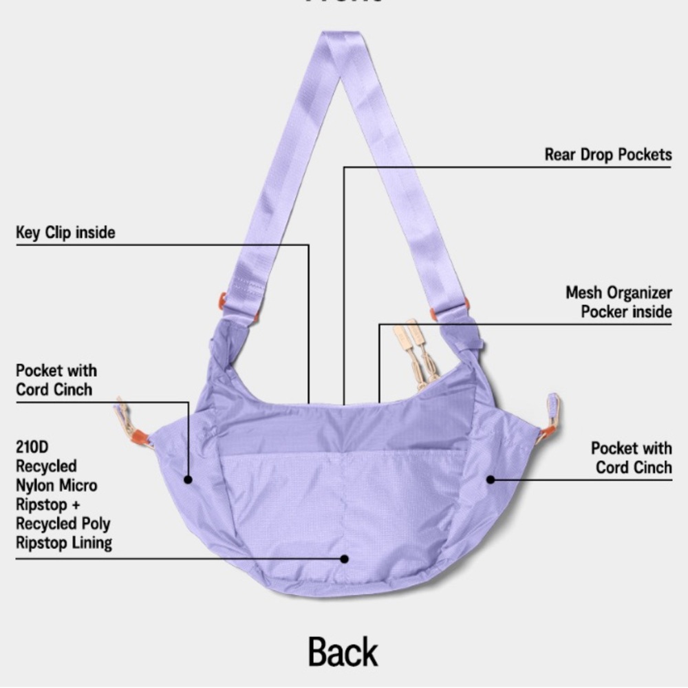 Baboon to the Moon Crescent Crossbody Bag Lilac/Purple